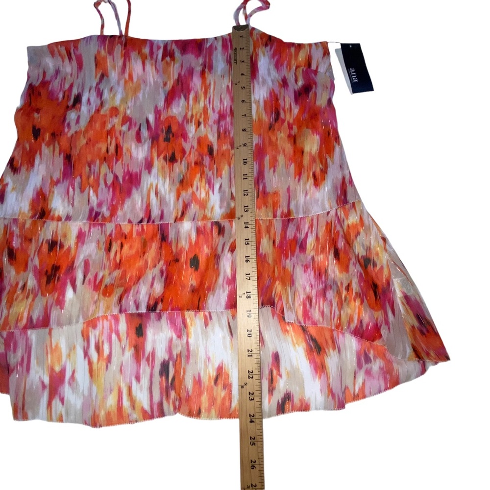 ANA Ikat Golden Poppy Sheer Tiered Strappy Multi Color Top Women’s Large NWT - Picture 6 of 15